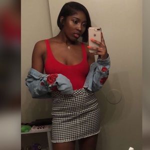 Black and white skirt.